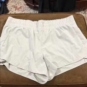 Women's Athletic White Elastic Waist Shorts